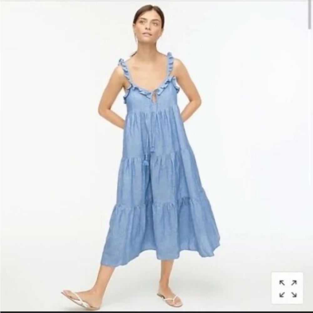 J. Crew Light Blue Ruffle Tiered Summer Dress
